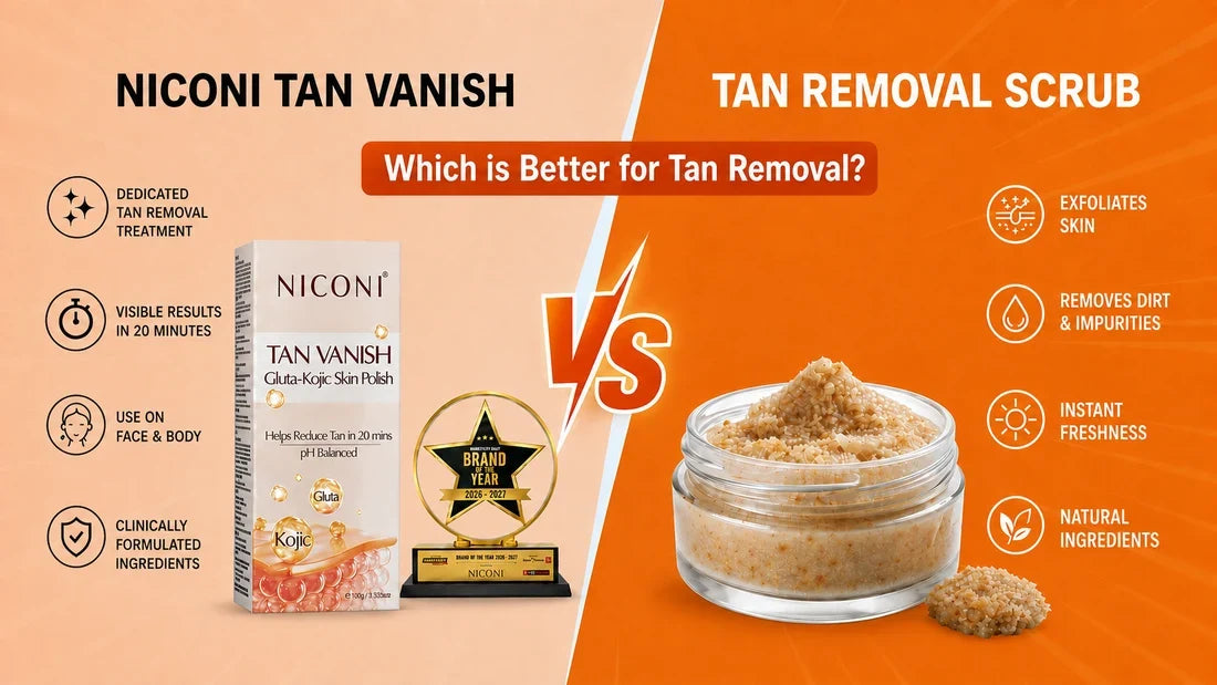 Niconi Tan Vanish vs Tan Removal Scrub