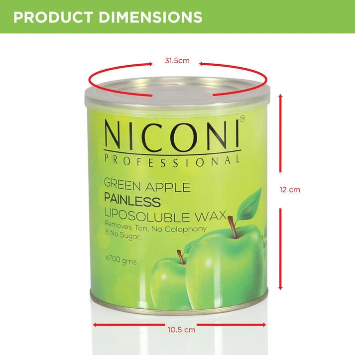 NICONI Painless Liposoluble Hair Removal Wax (Green Apple) 700gms