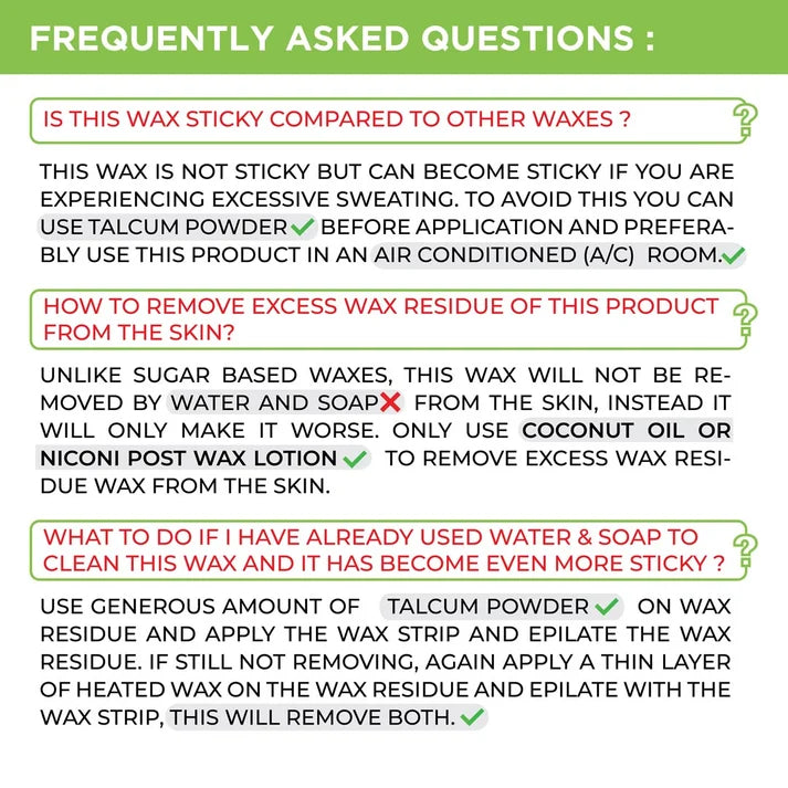 NICONI Painless Liposoluble Hair Removal Wax (Green Apple) 700gms